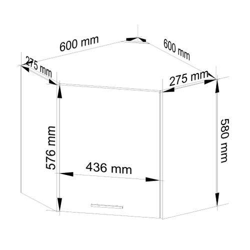 Meuble De Cuisine Haut D'angle W60 Oliwia Modulable Blanc 60 Cm 1 Porte Façade Béton 2 Étagères