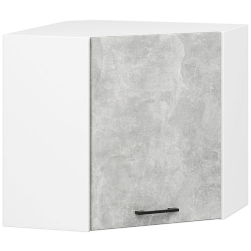 Meuble De Cuisine Haut D'angle W60 Oliwia Modulable Blanc 60 Cm 1 Porte Façade Béton 2 Étagères