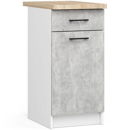 Ensemble De Cuisine Oliwia Blanc 240 Cm 11 Portes 1 Tiroir Façade Béton 240x46x203 Cm