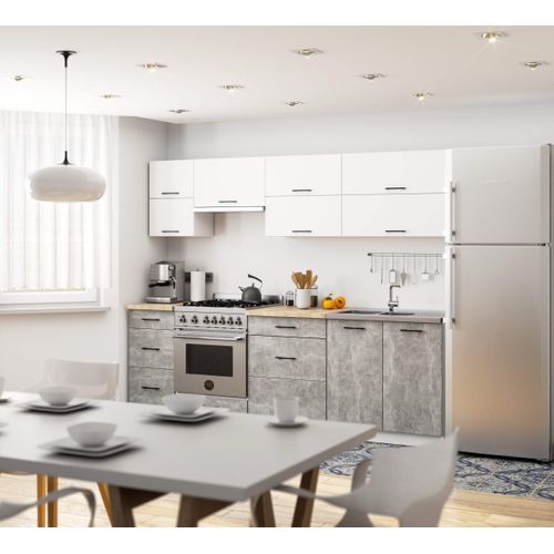 Armoires De Cuisine Basse S40 Oliwia Blanc 40 Cm 3 Tiroirs Façade Béton 40x46x85 Cm