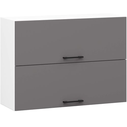 Armoires De Cuisine Haute W80 Oliwia G2 Blanc, Gris Graphite 2 Portes 2 Étagères 80x30x58 Cm