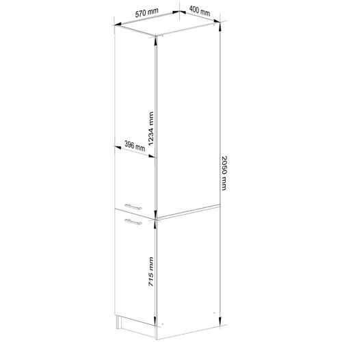 Colonne De Cuisine Oliwia Blanche 40 Cm 2 Portes Façade Béton 6 Étagères 40x57x205 Cm