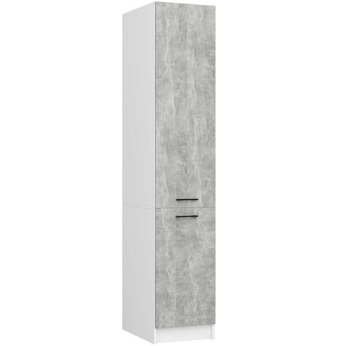 Colonne De Cuisine Oliwia Blanche 40 Cm 2 Portes Façade Béton 6 Étagères 40x57x205 Cm