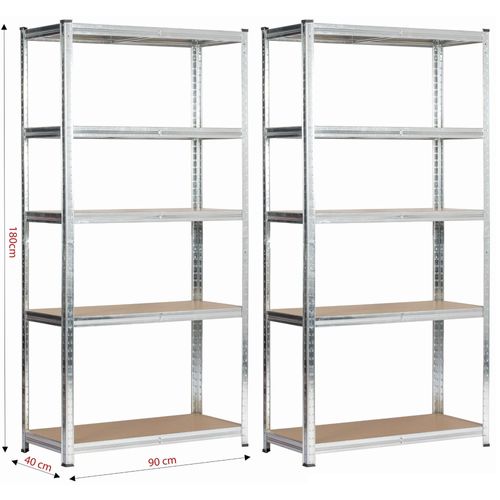Lot De 2 Étagères Modulables 90 Cm Acier Galvanisé Charge Maximale 875kg - L90xp40xh180 Cm
