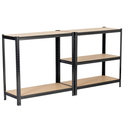 Lot De 2 Étagères Modulables 90 Cm Acier Noirci Charge Maximale 875kg - L90xp40xh180 Cm