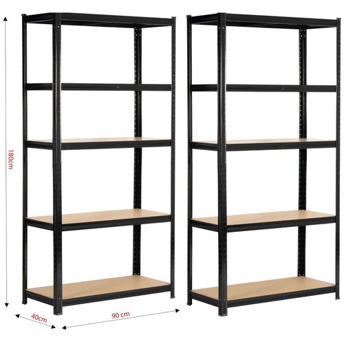 Lot De 2 Étagères Modulables 90 Cm Acier Noirci Charge Maximale 875kg - L90xp40xh180 Cm
