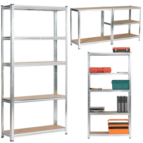 Lot De 2 Étagères Modulables 90 Cm Acier Galvanisé Charge Maximale 875kg - L90xp30xh180 Cm
