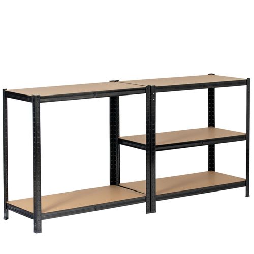 Lot De 2 Étagères Modulables 90 Cm Acier Noirci Charge Maximale 875kg - L90xp30xh180 Cm