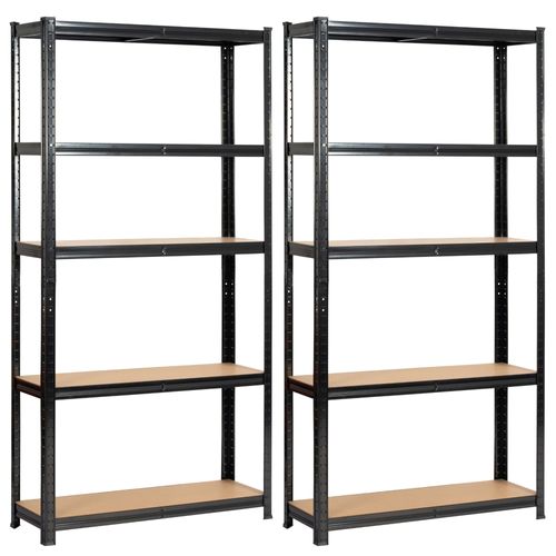 Lot De 2 Étagères Modulables 90 Cm Acier Noirci Charge Maximale 875kg - L90xp30xh180 Cm