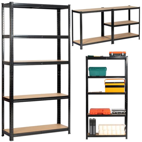 Lot De 2 Étagères Modulables 90 Cm Acier Noirci Charge Maximale 875kg - L90xp30xh180 Cm