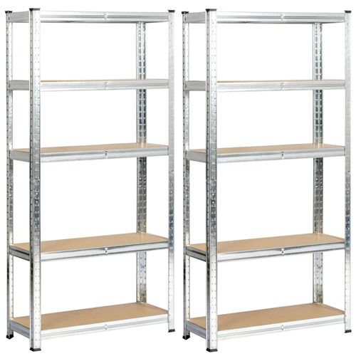 Lot De 2 Étagères Modulables 70 Cm Acier Galvanisé Charge Maximale 875kg - L70xp30xh154 Cm