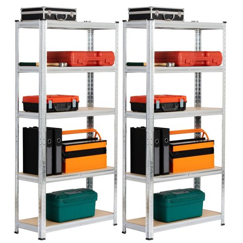Lot De 2 Étagères Modulables 70 Cm Acier Galvanisé Charge Maximale 875kg - L70xp30xh154 Cm