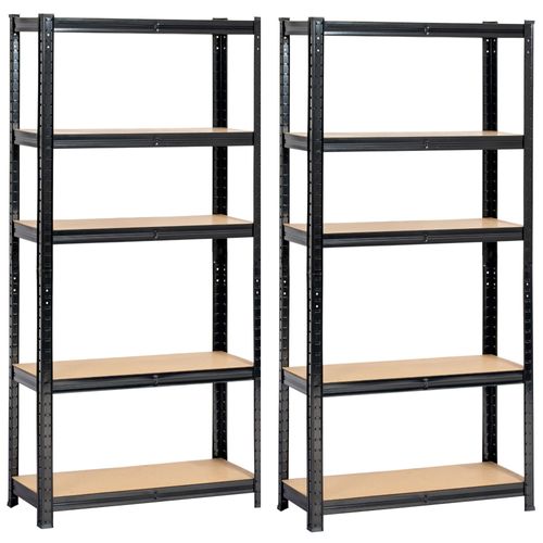 Lot De 2 Étagères Modulables 70 Cm Acier Noirci Charge Maximale 875kg - L70xp30xh154 Cm