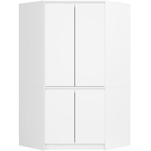 Armoire D'angle s100 Blanche 100 Cm 4 Portes Façade Blanche 6 Étagères 100x50x180 Cm