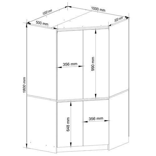 Armoire D'angle s100 Chêne Sonoma 100 Cm 4 Portes Façade Blanche 6 Étagères 100x50x180 Cm