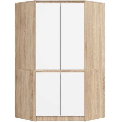 Armoire D'angle s100 Chêne Sonoma 100 Cm 4 Portes Façade Blanche 6 Étagères 100x50x180 Cm