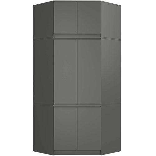 Surmeuble Pour Armoire S100 Gris Graphite 100 Cm 2 Portes 3 Étagères 100x50x55 Cm