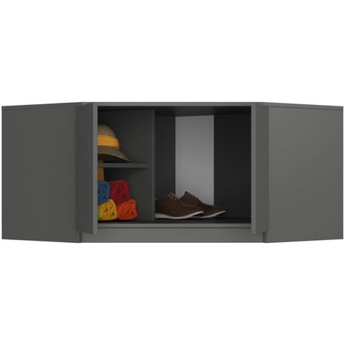 Surmeuble Pour Armoire S100 Gris Graphite 100 Cm 2 Portes 3 Étagères 100x50x55 Cm