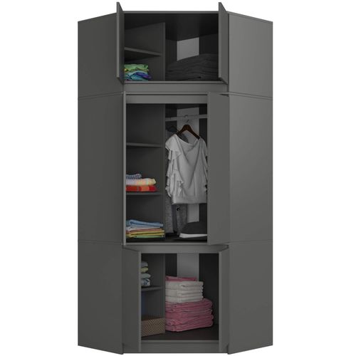 Surmeuble Pour Armoire S100 Gris Graphite 100 Cm 2 Portes 3 Étagères 100x50x55 Cm