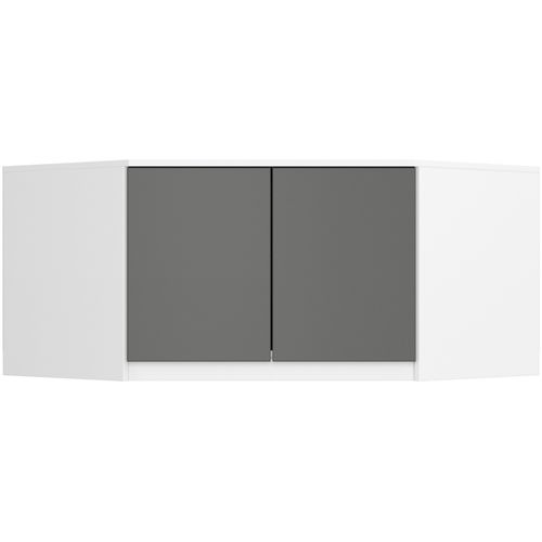 Surmeuble Pour Armoire S100 Blanc 100 Cm 2 Portes Façade Gris Graphite 3 Étagères 100x50x55 Cm