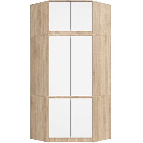Surmeuble Pour Armoire S100 Chêne Sonoma 100 Cm 2 Portes Façade Blanche 3 Étagères 100x50x55 Cm