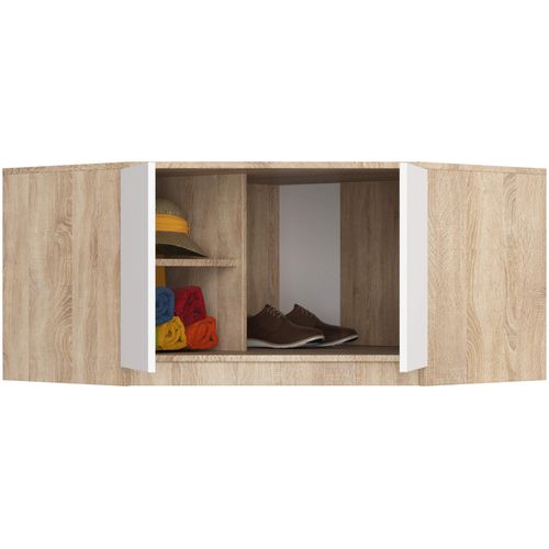 Surmeuble Pour Armoire S100 Chêne Sonoma 100 Cm 2 Portes Façade Blanche 3 Étagères 100x50x55 Cm