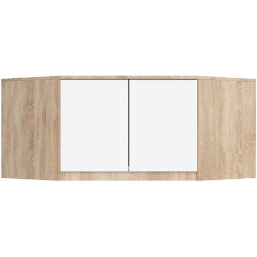 Surmeuble Pour Armoire S100 Chêne Sonoma 100 Cm 2 Portes Façade Blanche 3 Étagères 100x50x55 Cm