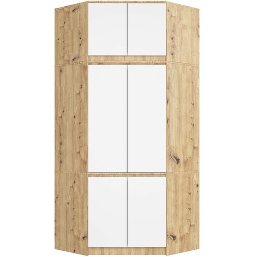 Surmeuble Pour Armoire S100 Chêne Artisan 100 Cm 2 Portes Façade Blanche 3 Étagères 100x50x55 Cm