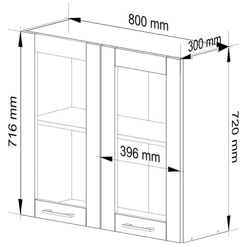 Vitrine De Cuisine Oliwia W80 H720 Blanche 80 Cm 2 Portes Façade Béton 2 Étagères 80x30,5x72 Cm
