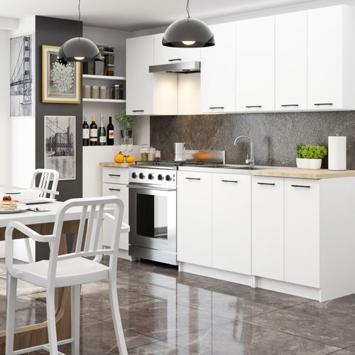 Meuble De Cuisine Haut W80 H720 Blanche 2 Portes, 2 Étagères 72x80x30 Cm