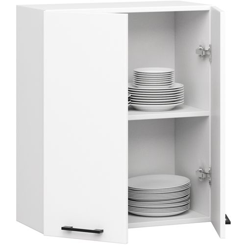 Meuble De Cuisine Haut W60 H720 Blanche 2 Portes, 2 Étagères 72x60x30 Cm
