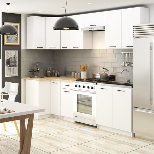 Meuble De Cuisine Haut W30 H720 Blanche 1 Porte, 2 Étagères 72x30x30 Cm