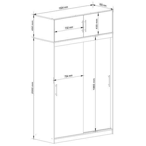 Akord Armoire Coulissante Avec Extension Mono Blanc 150x60x245