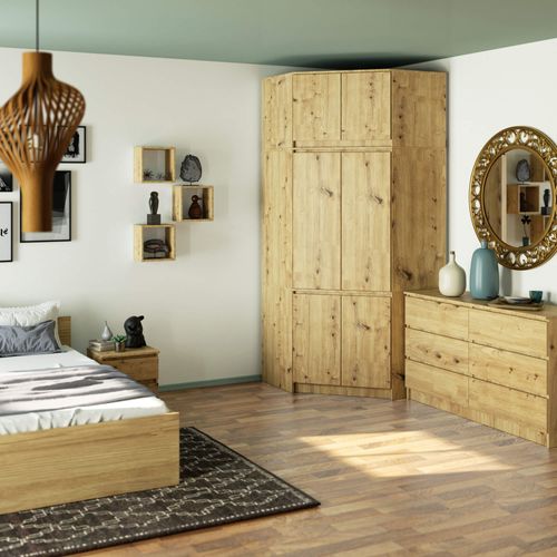 Armoire D'angle Avec Surmeuble S100 Chêne Artisan 100 Cm 6 Portes 100x50x235 Cm