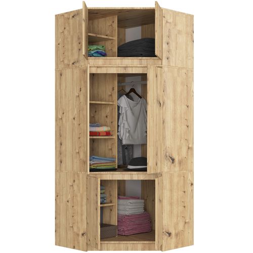 Armoire D'angle Avec Surmeuble S100 Chêne Artisan 100 Cm 6 Portes 100x50x235 Cm