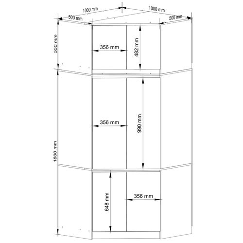 Armoire D'angle Avec Surmeuble S100 Chêne Artisan 100 Cm 6 Portes 100x50x235 Cm