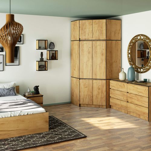 Armoire D'angle Avec Surmeuble S100 Chêne Craft 100 Cm 6 Portes 100x50x235 Cm