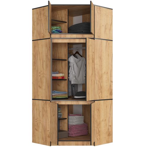 Armoire D'angle Avec Surmeuble S100 Chêne Craft 100 Cm 6 Portes 100x50x235 Cm