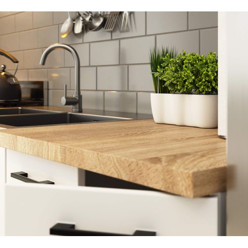 Ensemble De Cuisine Vitré Akord Oliwia 2.4m Blanche 240 Cm 11 Portes 1 Tiroir 240x46x203 Cm