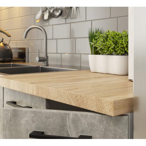 Ensemble De Cuisine Vitré Akord Oliwia 2.4m Béton 240 Cm 11 Portes 1 Tiroir 240x46x203 Cm