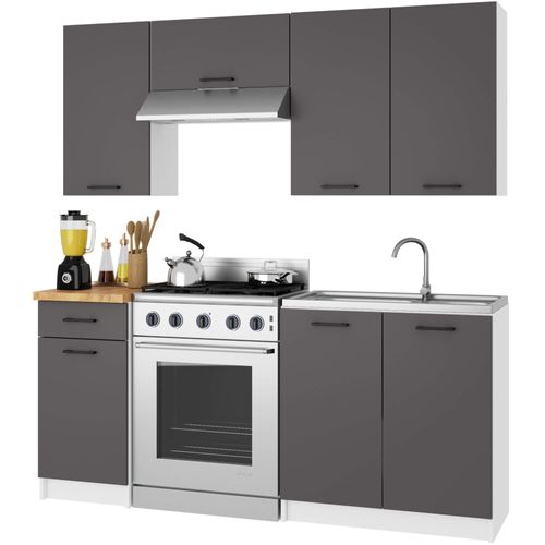 Armoires De Cuisine Basse S80 Pour Évier Oliwia Blanc, Gris Graphite 2 Portes 80x46x82 Cm