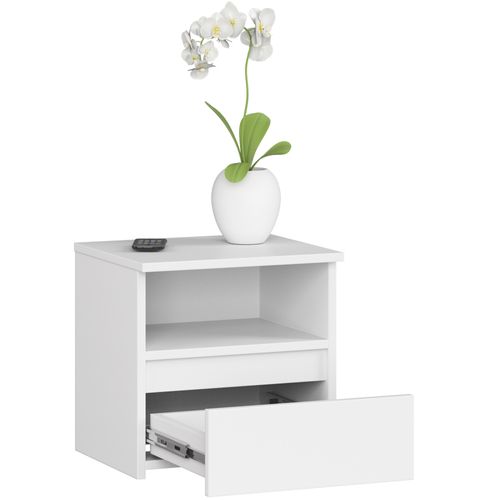 Akord Chevet De Rangement 3 Tiroirs Finition Blanche Style Moderne 40x35x40