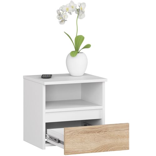 Akord Chevet De Rangement Blanc Et Chêne Sonoma Design Contemporain 40x35x40