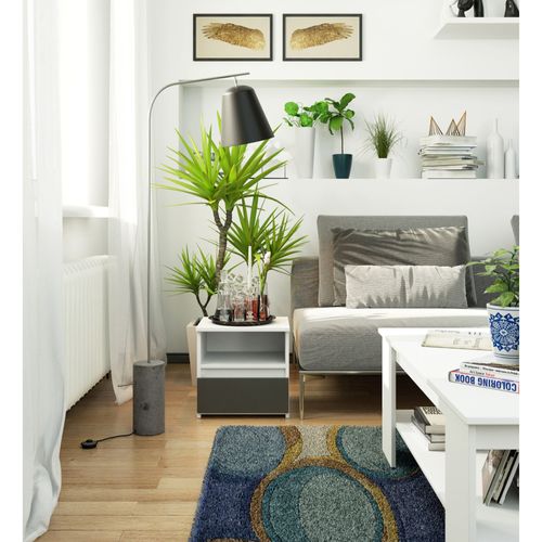 Akord Chevet De Rangement Blanc Et Gris Graphite Design Moderne 40x35x40