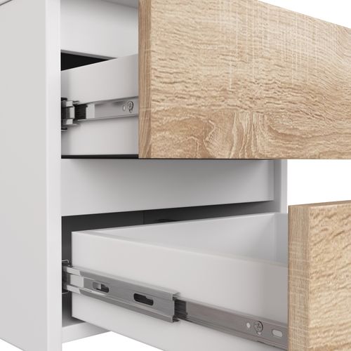 Akord Chevet Bas De Rangement Blanc Et Chêne Sonoma Style Moderne 40x35x57