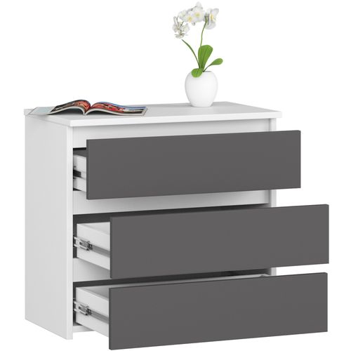 Akord Commode 3 Tiroirs Blanc/gris Graphite 60x35x57