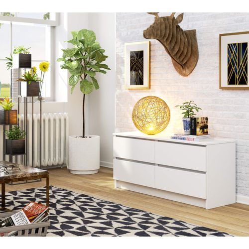 Commode 4 Tiroirs Blanc 120x40x55