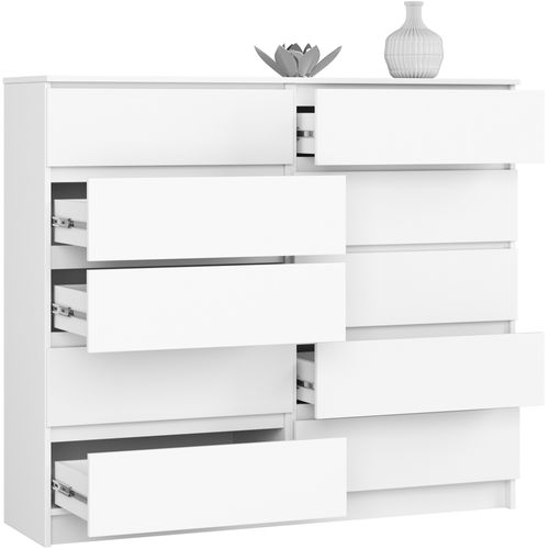 Akord Commode 10 Tiroirs Blanc 138x40x121