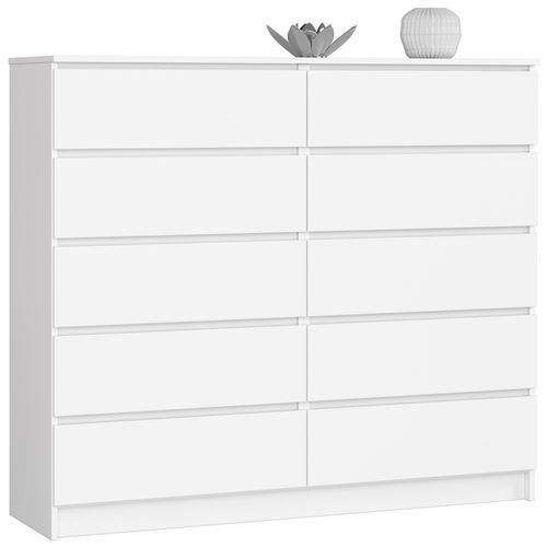 Akord Commode 10 Tiroirs Blanc 138x40x121