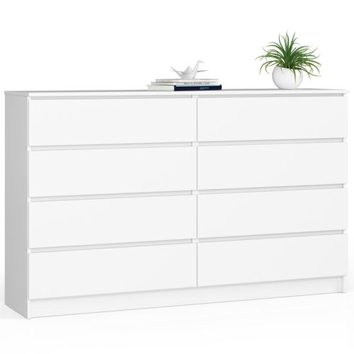 Akord Commode 8 Tiroirs Blanche 160x40x99